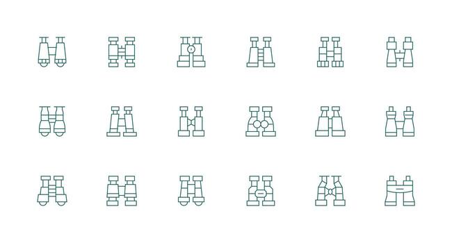 18 Minimal Line Designs for Binoculars Icons Complete Icon Bundle for Web Design vector
