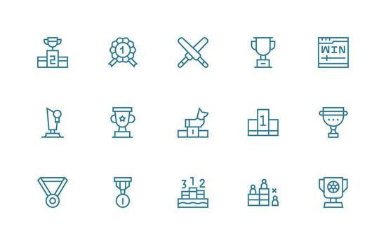 15 regular línea íconos para concurso gráficos esencial icono conjunto para equipos vector