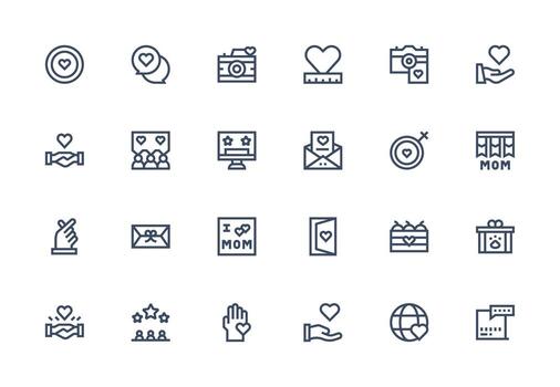 grueso línea línea estilo apreciación íconos con 24 vectores esencial íconos para rápido ui edificio