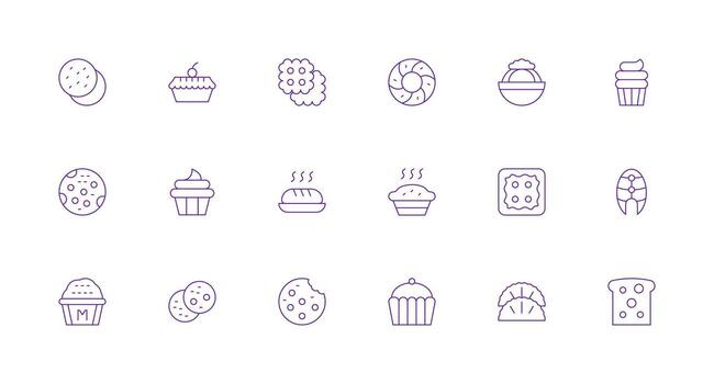 18 Icons for Baked in Minimal Line Format Neat Icon Set vector