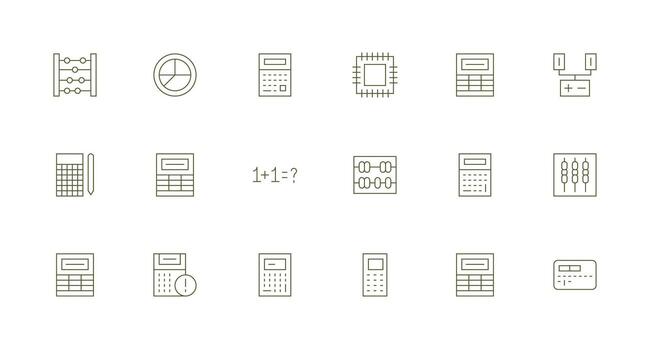 aritmética icono conjunto con 18 mínimo línea gráficos interfaz íconos para diario utilizar vector