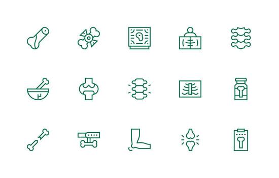 15 Regular Line Style Icons from Bone Collection Customizable Icon Series for Mobile Screens vector