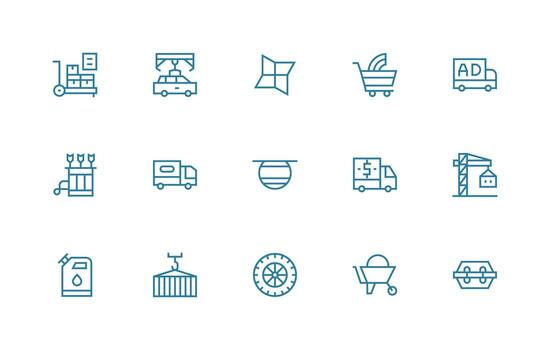 Transporting Icon Set with 15 Regular Line Graphics Icon Pack vector