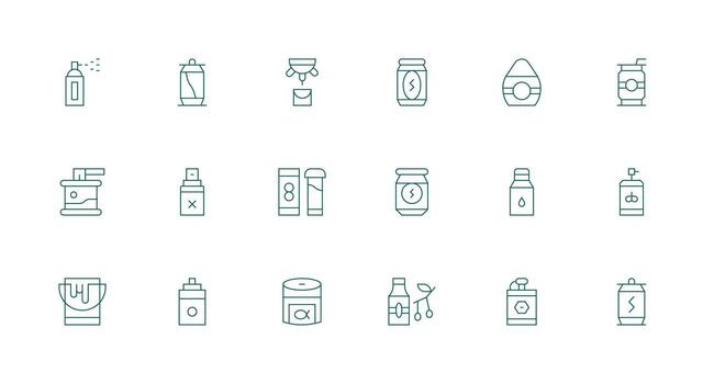 Can Visual Pack containing 18 Minimal Line Icons User Interface Icons for Digital Products vector