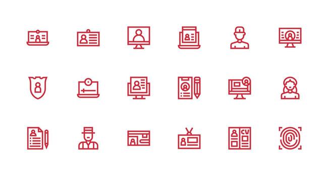 Personal Information Design Icons featuring 18 in Strong Stroke Line Style Icons Built for Visual Consistency Pack vector