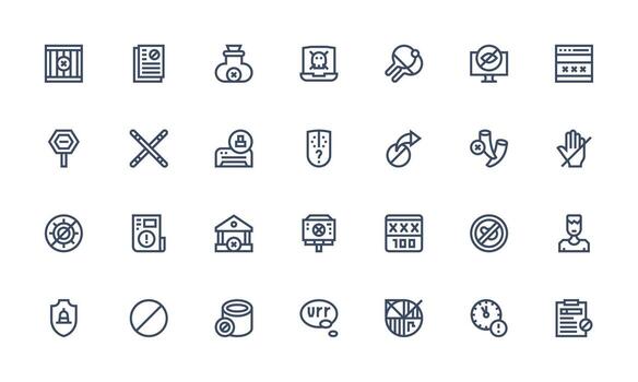 28 Bold Line Vectors for Access Denied Theme Flexible Icon System for Web Interfaces