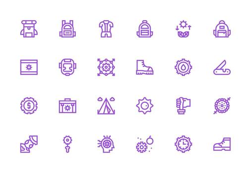 Gear Icon Set with 24 Thick Line Line Graphics Icons Built for Visual Consistency Pack vector