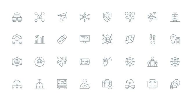 32 Icons for Connectivity in Thin Line Format Scalable Icon Pack vector