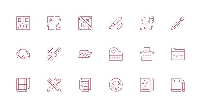 Minimal Line Style Composition Icons with 18 Vectors Reusable Icon Set