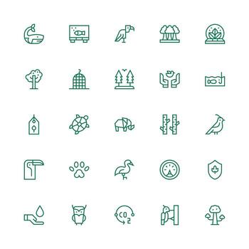 25 Icons for Conservation in Medium Stroke Outline Format Fully Editable Icon Set for Web vector