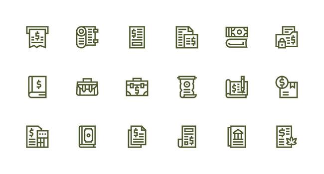 18 Strong Stroke Line Vectors for Ledger Theme Web and App Icon Pack Collection