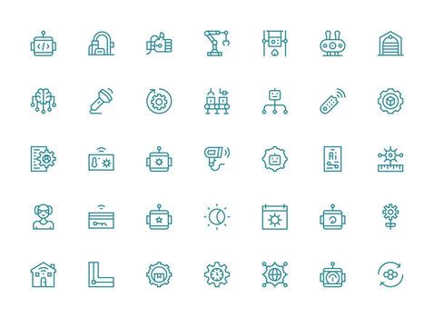 Automation including 35 Regular Clean Line Illustrations Customizable Icon Series for Mobile Screens vector