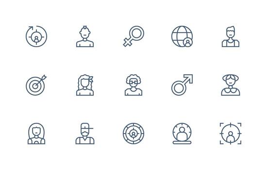 15 Regular Line Icons for Demographic Graphics Multi-Style Icons for Creative Projects vector
