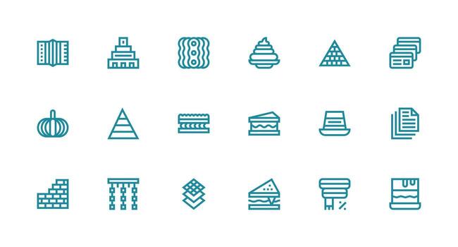18 Strong Stroke Line Icons for Layered Graphics Responsive Icon Set for Flexible Layouts vector