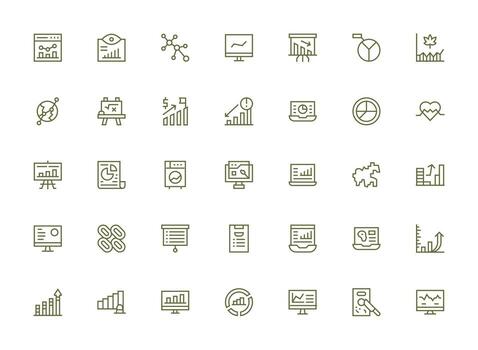 Graph Icon Collection with 35 Regular Clean Line Designs Neat Icon Set vector