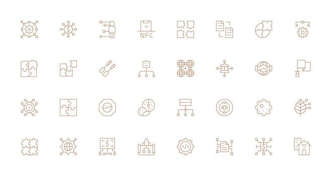 Integration Icon Collection with 32 Thin Line Designs Clean Icon Collection for Web Use vector