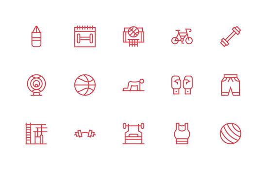 15 Icons for Exercise in Regular Line Format Scalable Icons for All Themes vector