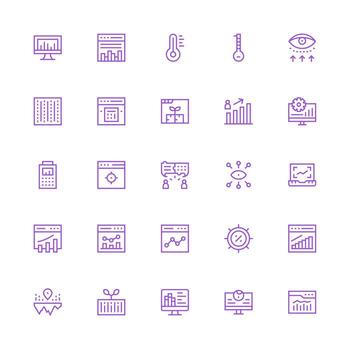 Analytics Design Icons featuring 25 in Medium Stroke Outline Style Icon Pack for UI vector