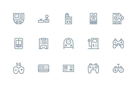 consola visual paquete conteniendo 15 regular línea íconos ui y ux enfocado icono colección vector