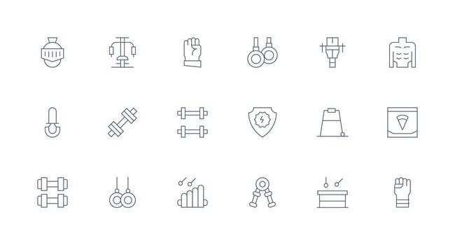 18 Minimal Line Style Icons from Strength Collection Web Icon Collection vector