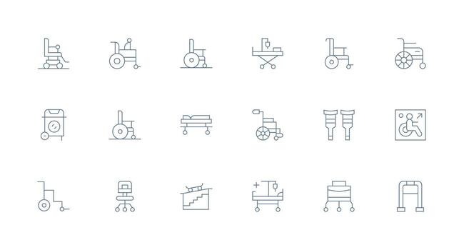 Wheelchair featuring 18 Icons in Minimal Line Design UI Icon Set vector