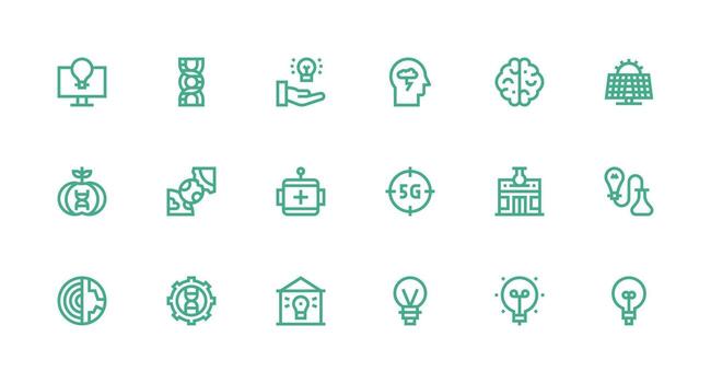 Innovation Design Icons featuring 18 in Strong Stroke Line Style Responsive Icon Set for Flexible Layouts vector