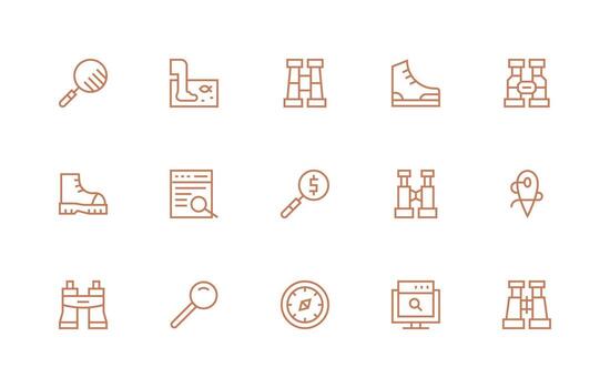 15 Regular Line Vectors for Explore Theme Functional Icon Series