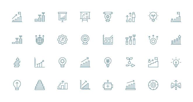 Advancement Design Icons featuring 32 in Thin Line Style Clean Icon Collection for Web Use vector