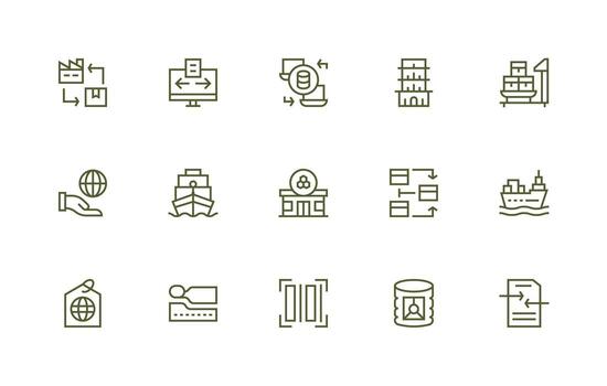 15 regular línea íconos para importar gráficos estilo icono conjunto vector