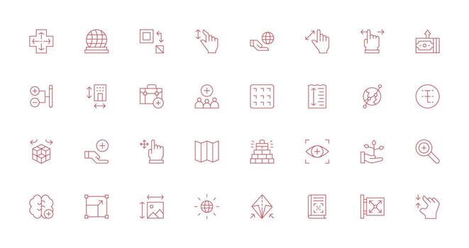 32 Thin Line Icons for Expand Graphics Multi-Style Icon Collection vector