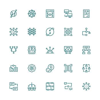 25 Icons for Data Flow in Medium Stroke Outline Format Clean Icon Pack vector