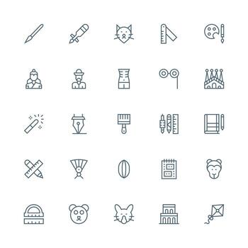 Drawing Icon Collection with 25 Medium Stroke Outline Designs Neatly Designed Icons for Web Platforms vector