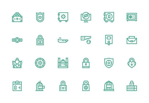 Lock Design Icons featuring 24 in Thick Line Line Style Well-Structured Icons for Creative Use vector