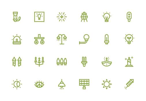 24 Thick Line Line Vectors for Illumination Theme High-Resolution Icons for Any Platform