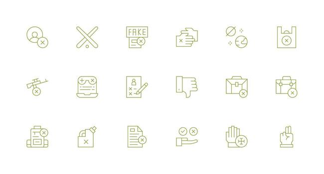 18 Minimal Line Icons for Reject Graphics Complete Icon Set for Mobile Apps vector