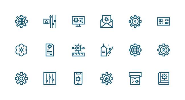 parámetros icono conjunto con 18 fuerte carrera línea gráficos profesional icono paquete para desarrollo trabajo vector