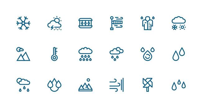 18 Strong Stroke Line Style Icons from Weather Collection Well-Structured Icons for Creative Use vector