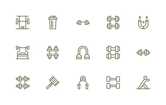 15 músculo íconos en regular línea estético limpiar icono colección para web utilizar vector