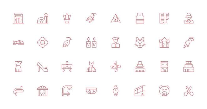 Lineart Visual Pack containing 32 Thin Line Icons Fully Editable Icon Set for Web vector