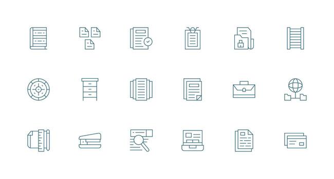 18 mínimo línea estilo íconos desde archivos colección multi-estilo icono colección vector