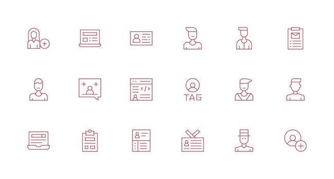 Registration Design Icons featuring 18 in Minimal Line Style Reusable Icon Set vector