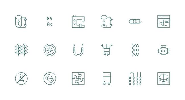 Component Set with 18 Minimal Line Icons Interface Icons for Daily Use vector