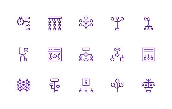 Branching including 15 Regular Line Illustrations Customizable Icon Series for Mobile Screens vector