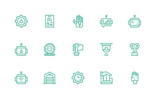 Automation Icon Set with 15 Regular Line Graphics UI and UX Focused Icon Collection vector