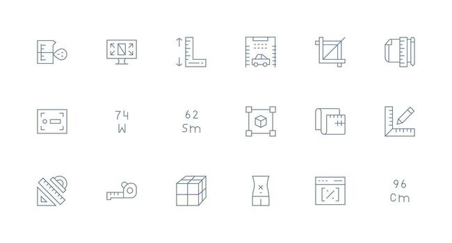 18 Minimal Line Designs for Dimensions Icons Optimized Icon Pack for Digital Products vector