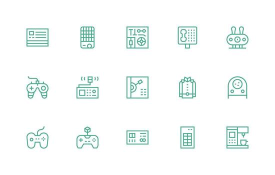 Buttons Set with 15 Regular Line Icons Simple Icons for Interface and Wireframes vector