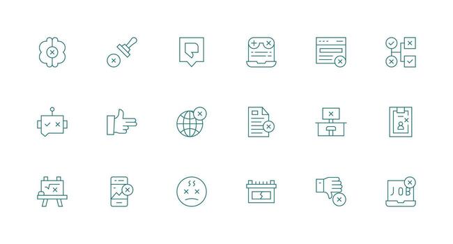 Fail Visual Pack containing 18 Minimal Line Icons Interface Icon Collection vector