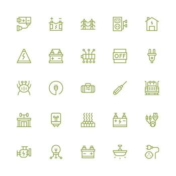 Electrical Icon Collection with 25 Medium Stroke Outline Designs Core Icon Collection for Daily Tasks vector
