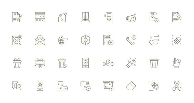 Delgado línea íconos desde Eliminar conjunto con 32 vectores estilo icono conjunto