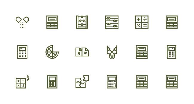 Divide Icon Set with 18 Strong Stroke Line Graphics Balanced Icon Set for Functional Design vector